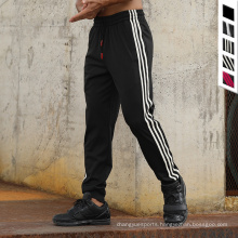 Quick Drying Trousers Men's Gym Jogger Pants Workout Running Striped Sweatpants With Zipper Pockets